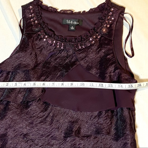 HP 🎉 S.L. Fashions plum colored dress size 10 - Picture 3 of 8